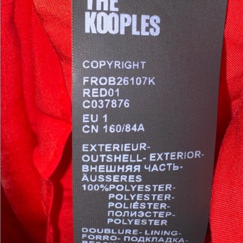 NWT The Kooples Red V-Neck Satin Dress with Black Waist Trim - Picture 3 of 10